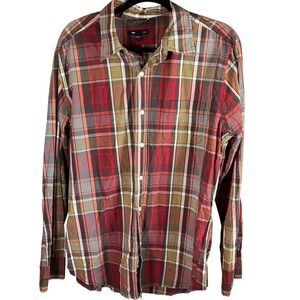 Gap Mens L‎ Plaid Button Down Long Sleeve Shirt Cotton Casual Fall Classic